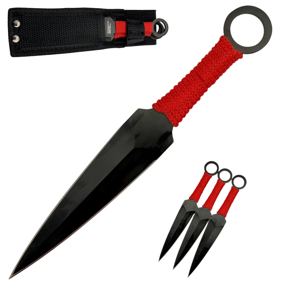 Tiger-USA®3 PC Throwing Knives Black/Red