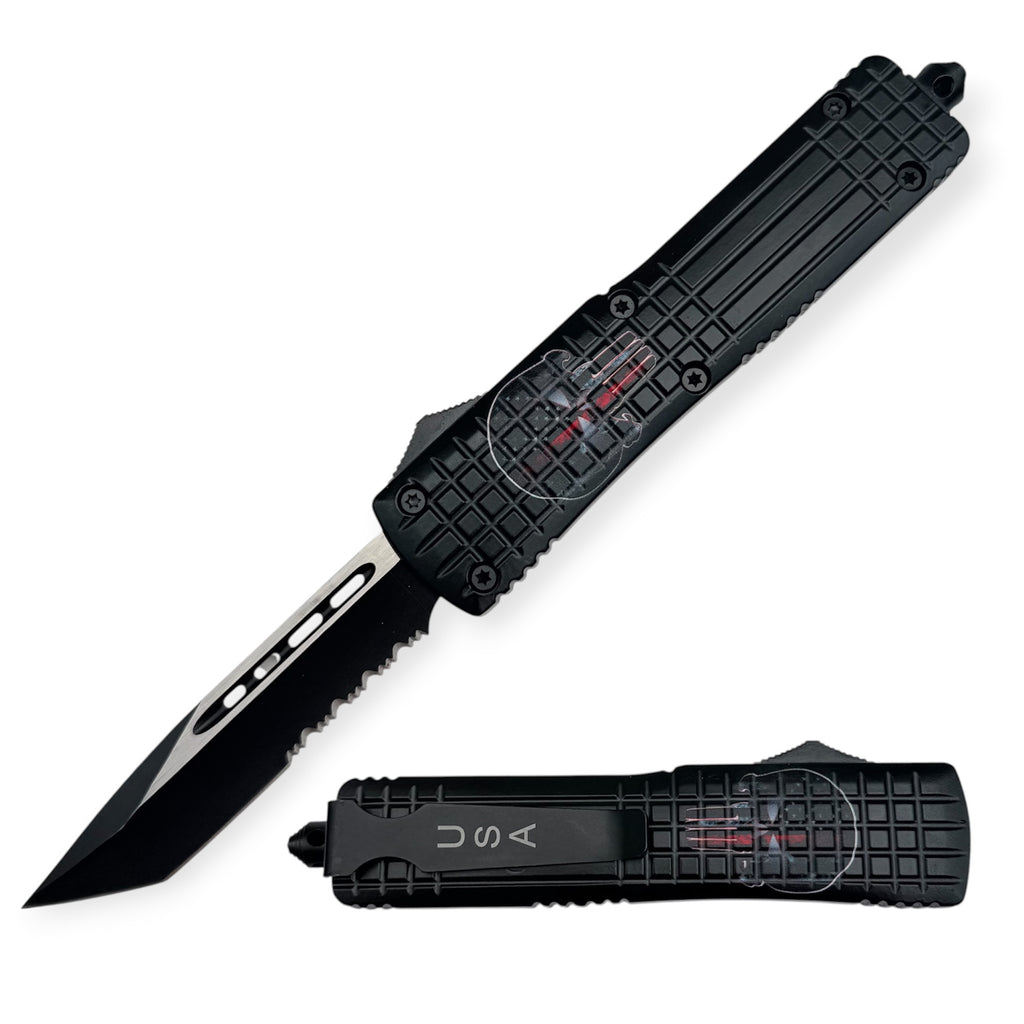 OTF Automatic Knife Skull Double Blade Red Skull