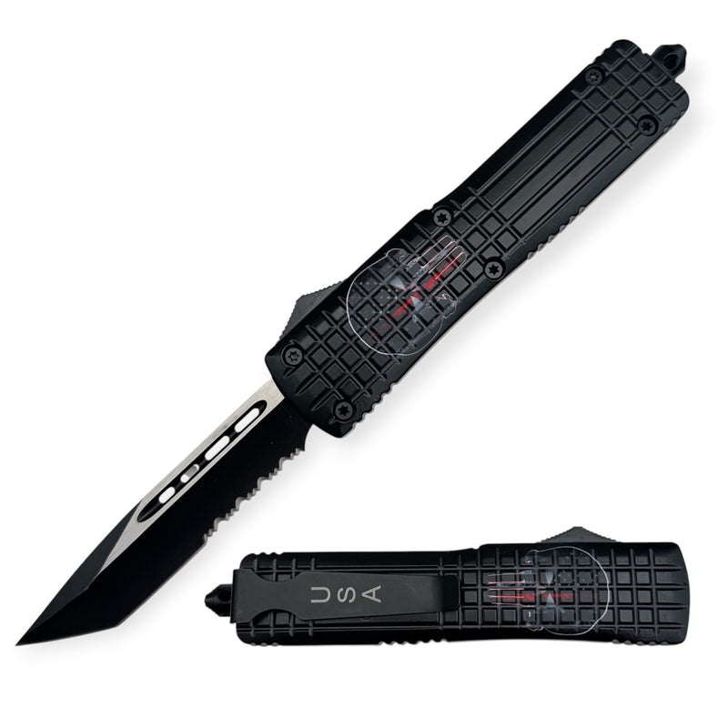OTF Automatic Knife Skull Double Blade Red Skull