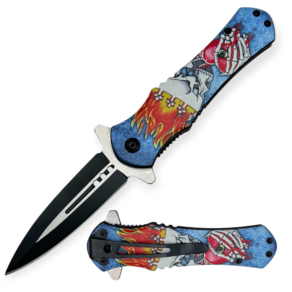 Tiger-USA Spring Assisted Knife - Take a Heart (Teal)