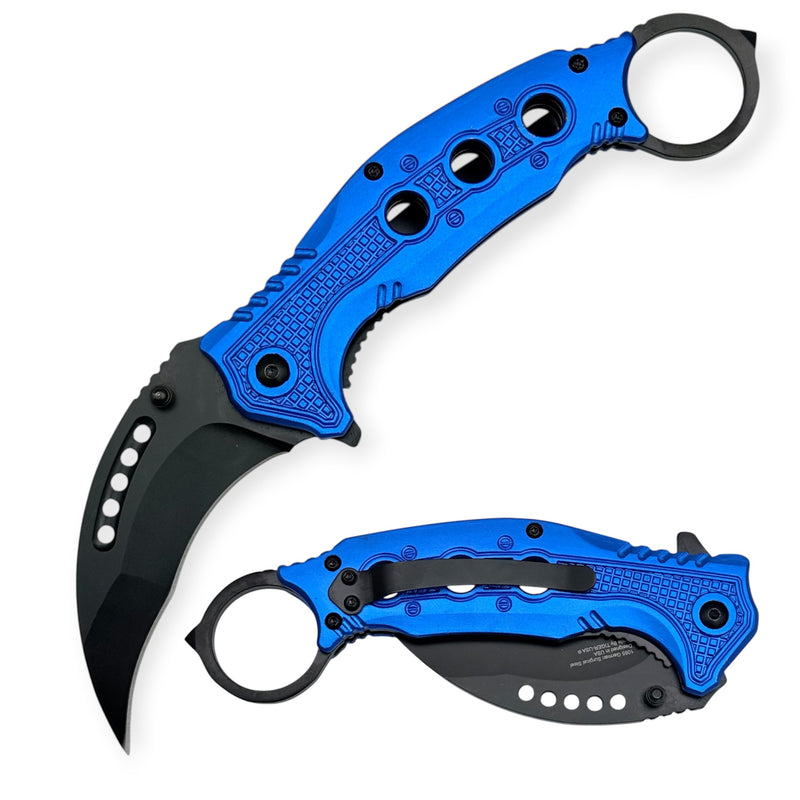 Tiger-USA® Folding Knife Karambit Style Blue