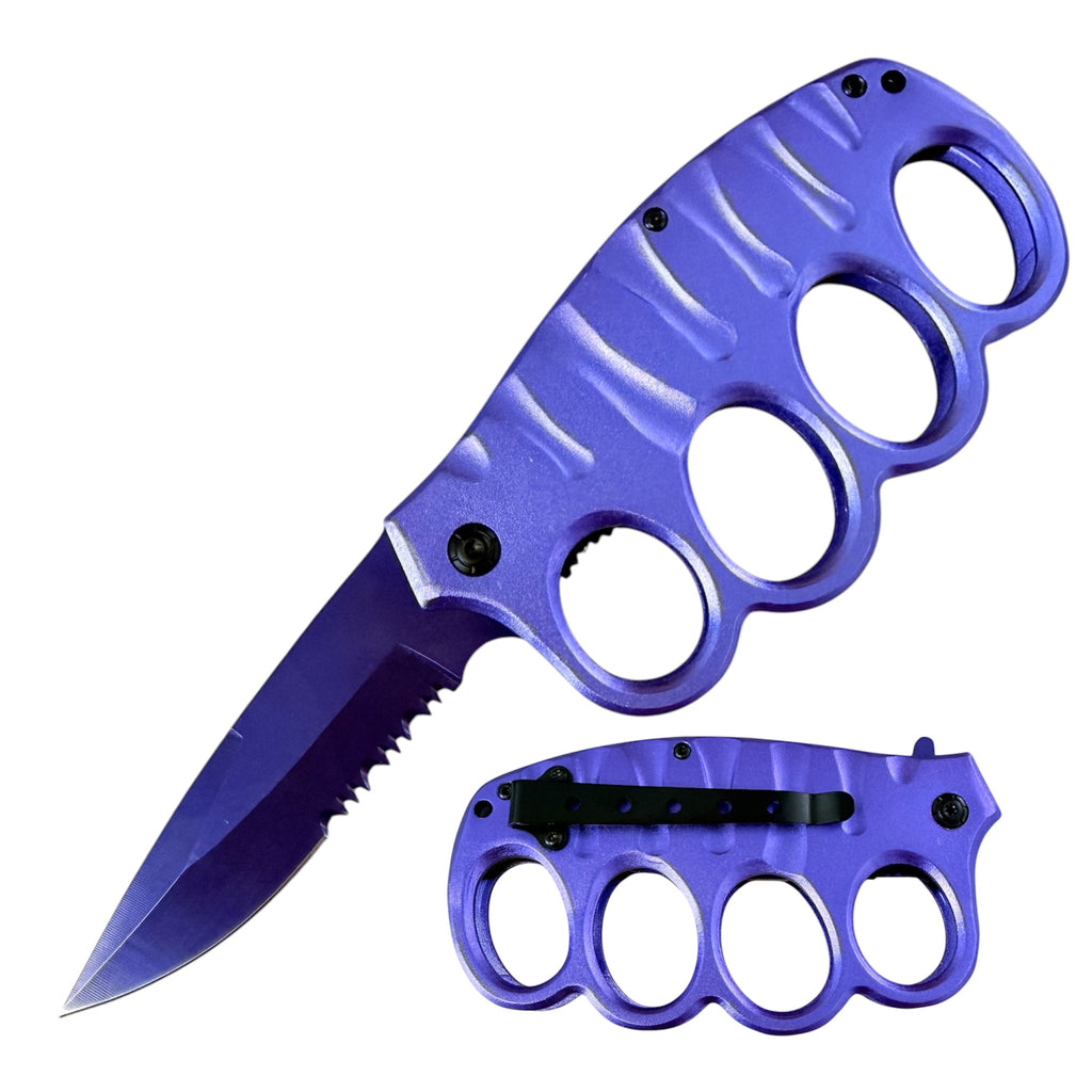 Tiger Usa® Spring Assisted Trench Knife Purple