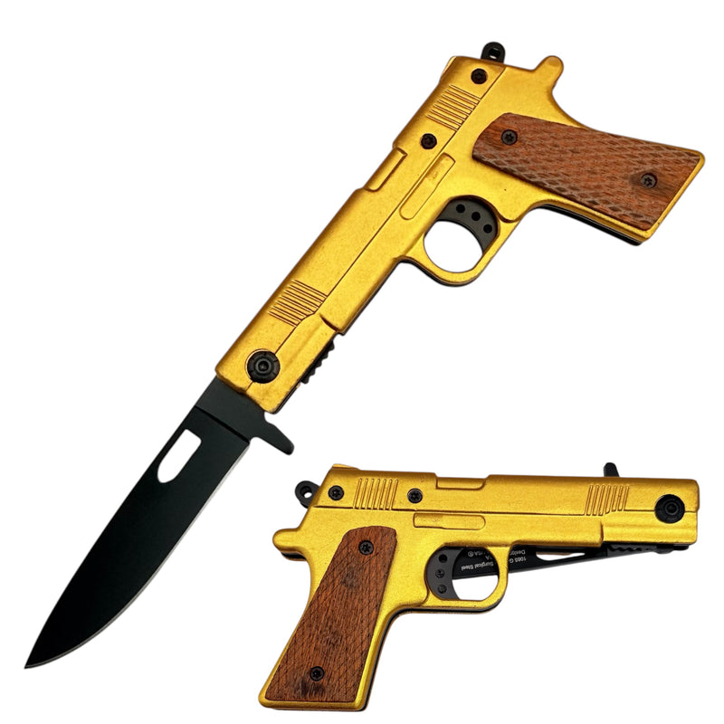 Pistol Folding Knife (Gold )