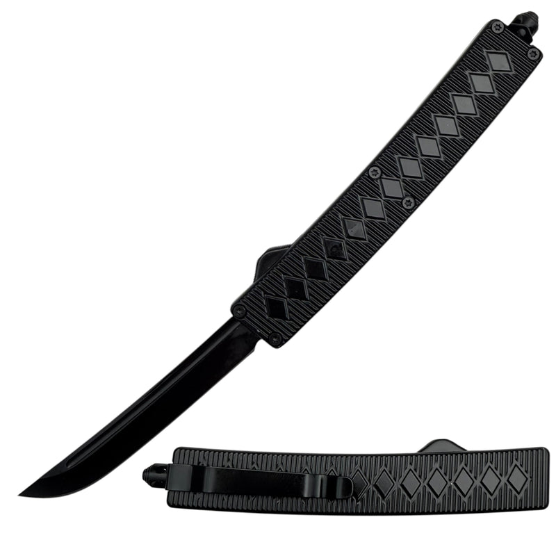 Diamond Grip Tactical Knife OTF Black