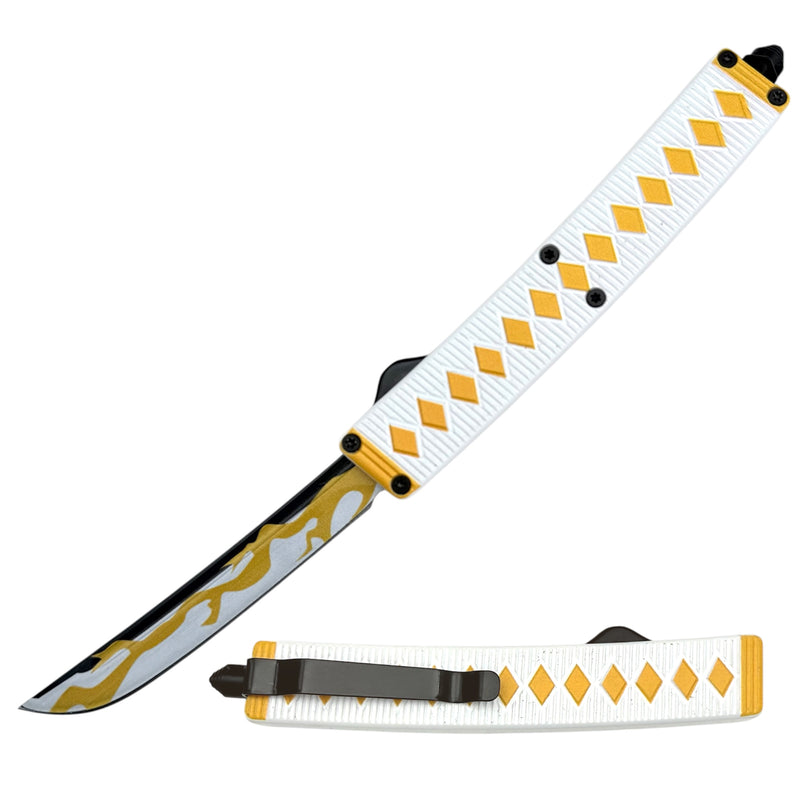 Demon Slayer-themed OTF (Out-The-Front) Automatic Knife Yellow