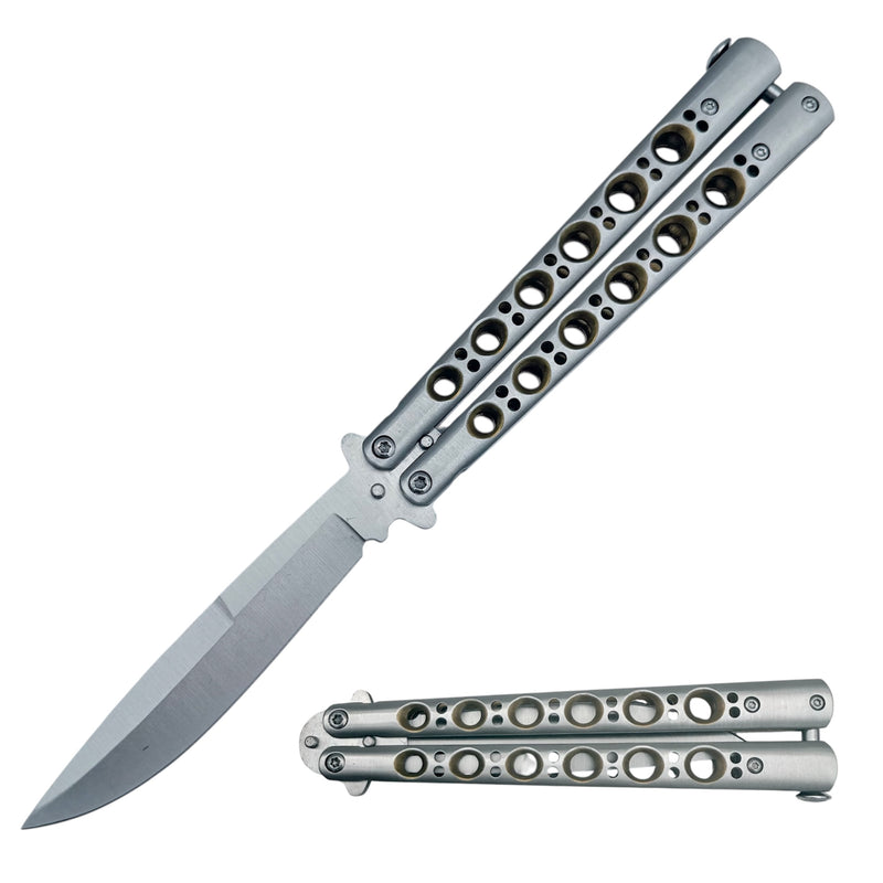 Classic Perforated Handle Butterfly Knife Yellow