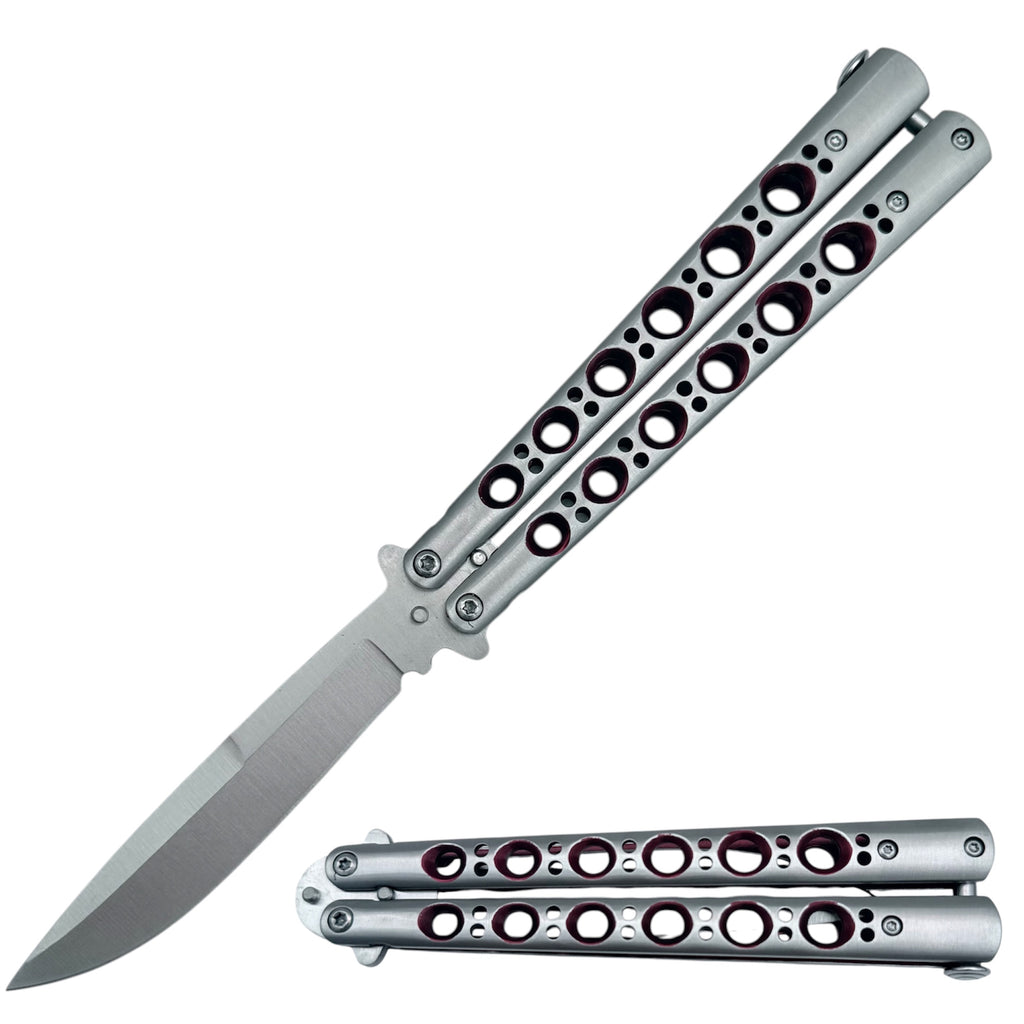 Classic Perforated Handle Butterfly Knife Red