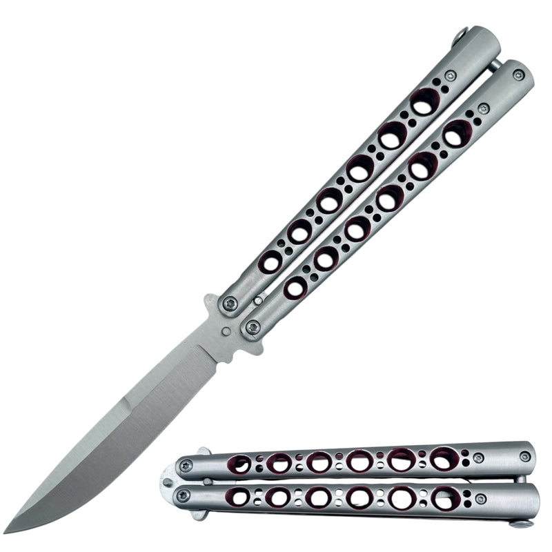 Classic Perforated Handle Butterfly Knife Red