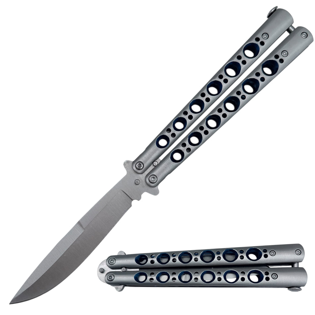 Classic Perforated Handle Butterfly Knife Blue