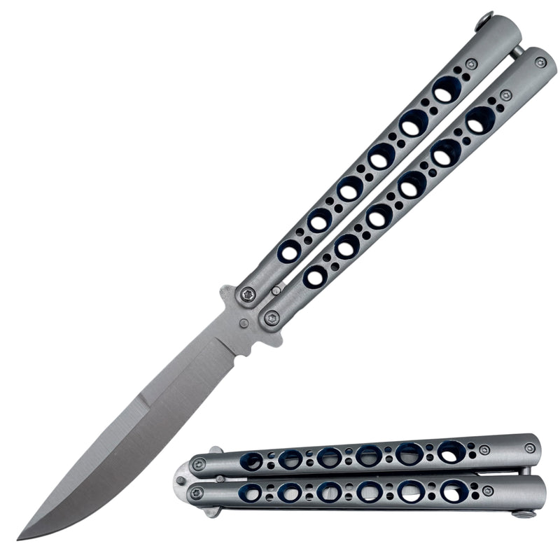 Classic Perforated Handle Butterfly Knife Blue