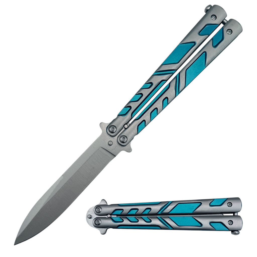 Blue and silver butterfly knife Blue Torrent