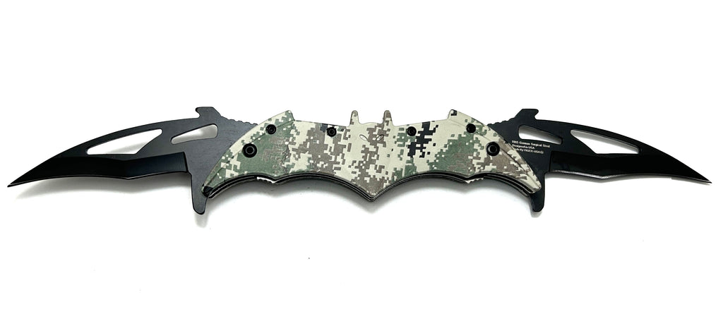 Tiger USA Dual Blade Spring Action Knife Camouflage Green