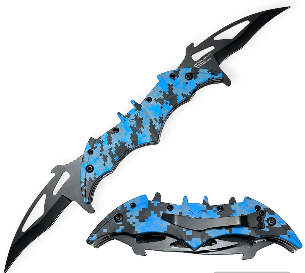 Tiger USA Dual Blade Spring Action Knife Blue  Camo