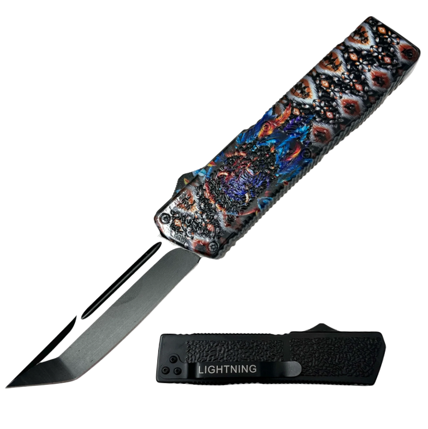 Lighting OTF Knife Tanto Half Buffalo Dream Catcher