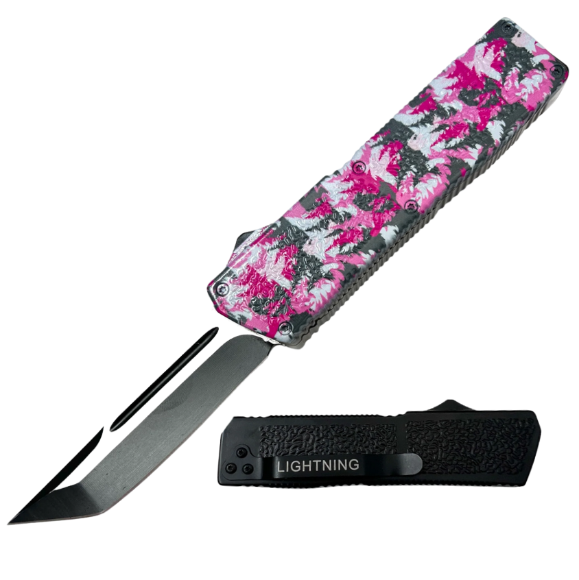 Lighting OTF Knife Tanto Half  Bigfoot Camo Pink