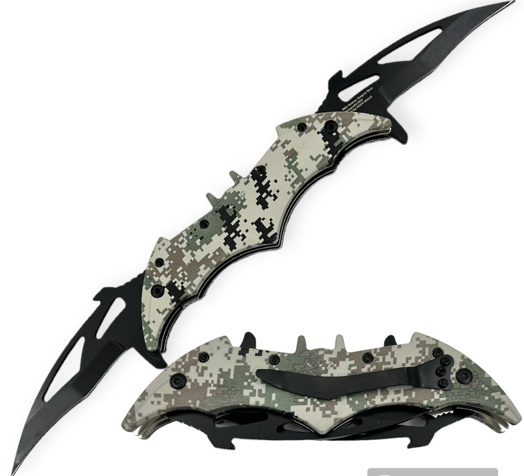 Tiger USA Dual Blade Spring Action Knife Camouflage Green