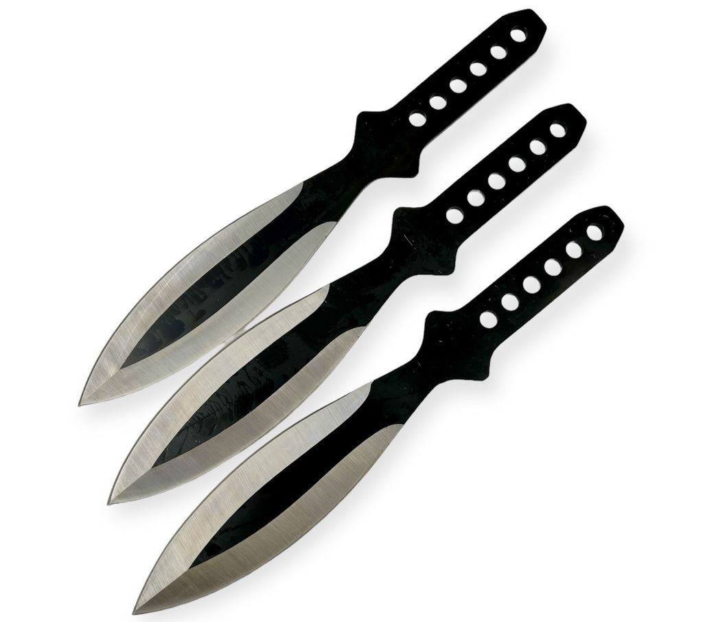 Tiger-USA®3 PC  Throwing Knives Black/silver   with case (Set of 3)