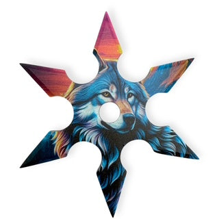 4 Inch 6 Point Throwing Star Ninja Shuriken 1 -Wolf