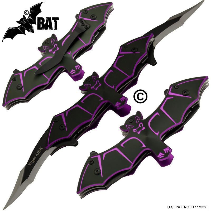 10.5 Inch Bat Knife Purple Folding Knife, , Panther Trading Company- Panther Wholesale