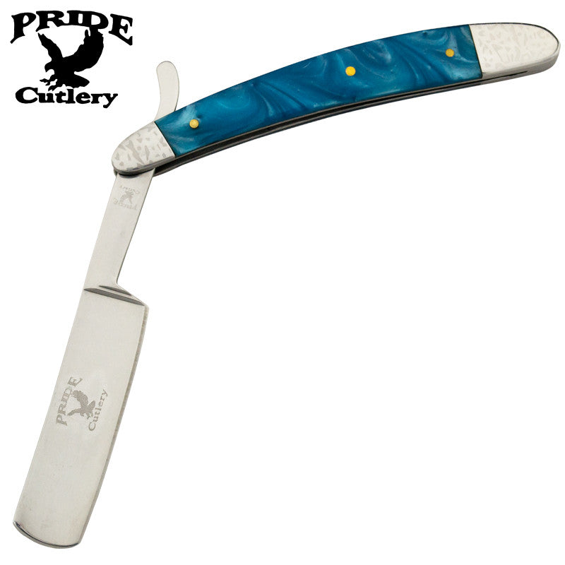 10 Inch Pride Cutlery Straight Razor - Sky Blue Pearl, , Panther Trading Company- Panther Wholesale