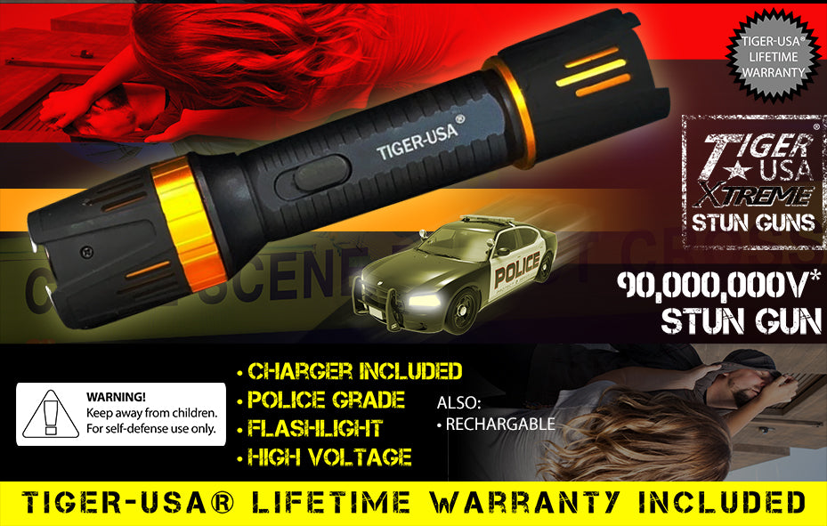90 Mill Volt Tiger USA Xtreme® Flashlight Stun Gun