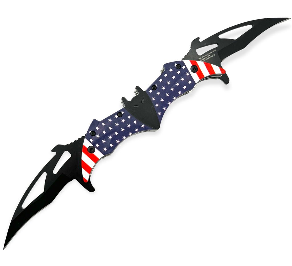 Tiger USA Dual Blade Spring Action Knife American Flag