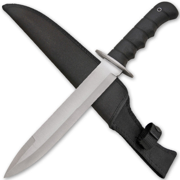 Hand To Hand Combat Military Knife W/ Free Sheath - Black/Silver, , Panther Trading Company- Panther Wholesale