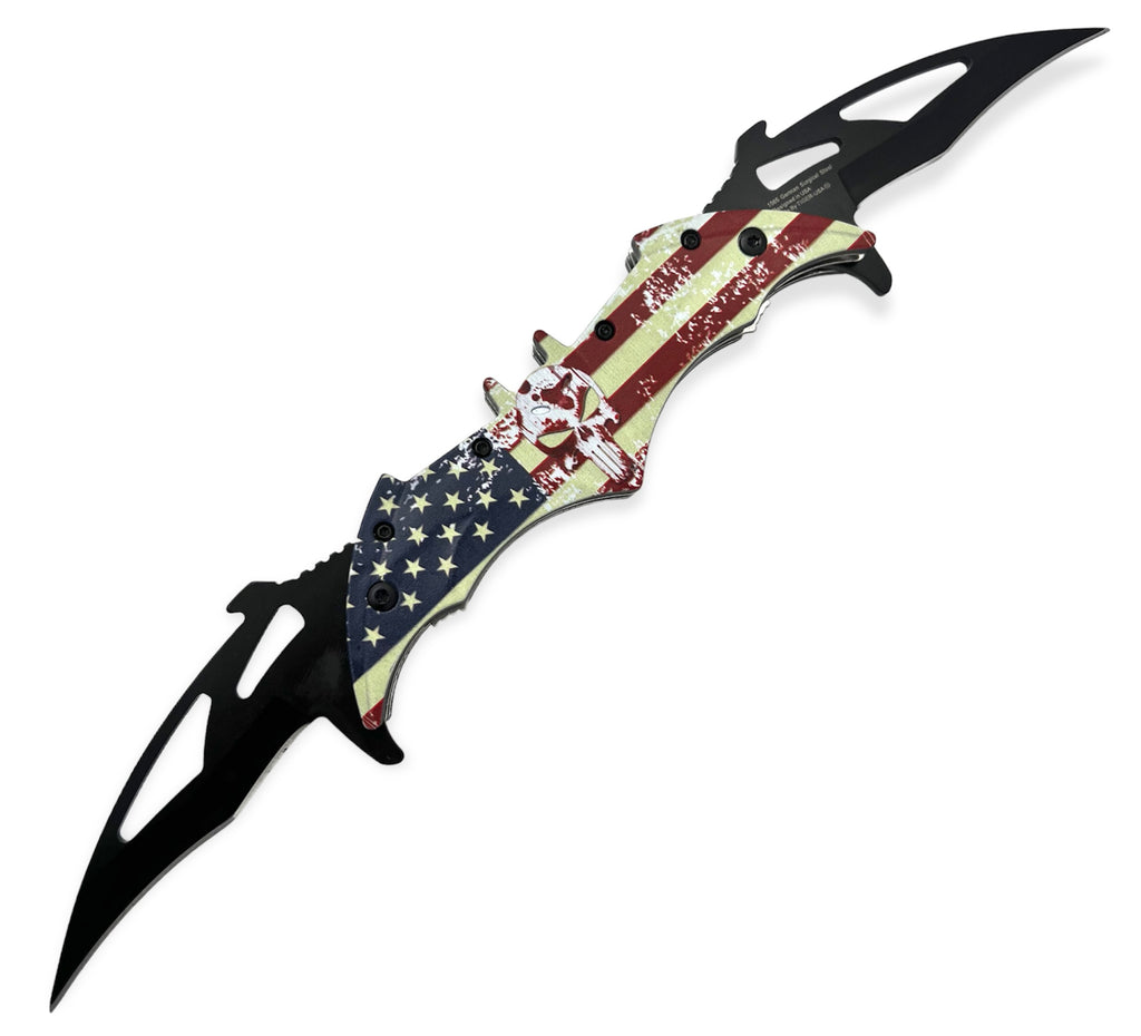 Tiger USA Dual Blade Spring Action Knife SKULL