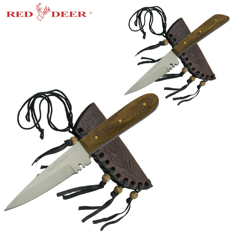 2 PC Red Deer Patch Knife Set with Sheath, , Panther Trading Company- Panther Wholesale