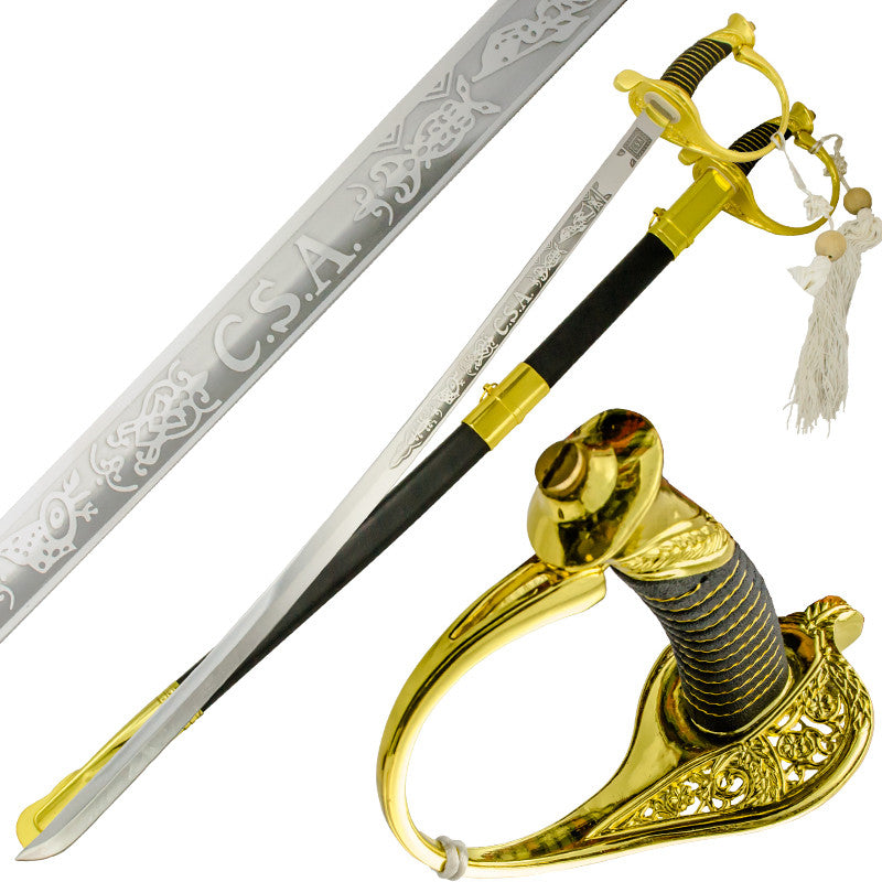 36 Inch CSA Main Man Officer Sword with Black Scabbard, , Panther Trading Company- Panther Wholesale