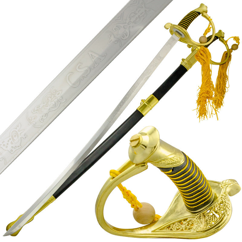 38 Inch CSA Main Man Officer Sword with Black Scabbard, , Panther Trading Company- Panther Wholesale