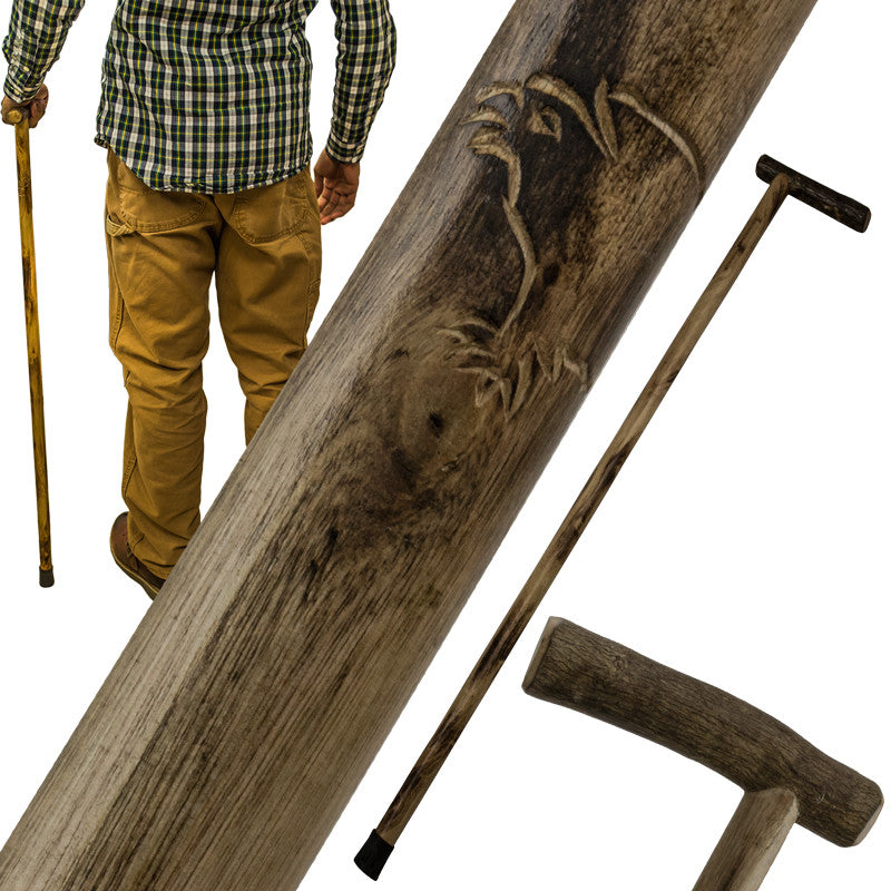 38 Inch Walking Cane Hiking Stick by Red Deer - Eagle Carving, , Panther Trading Company- Panther Wholesale