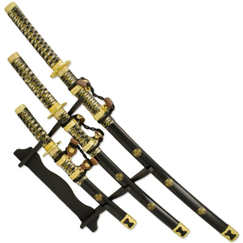 3 PC Gold Rush Katana Sword Set, , Panther Trading Company- Panther Wholesale