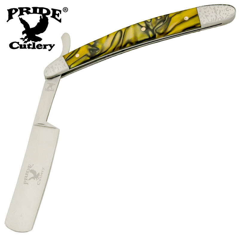 10 Inch Pride Cutlery Straight Razor - Yellow Pearl, , Panther Trading Company- Panther Wholesale
