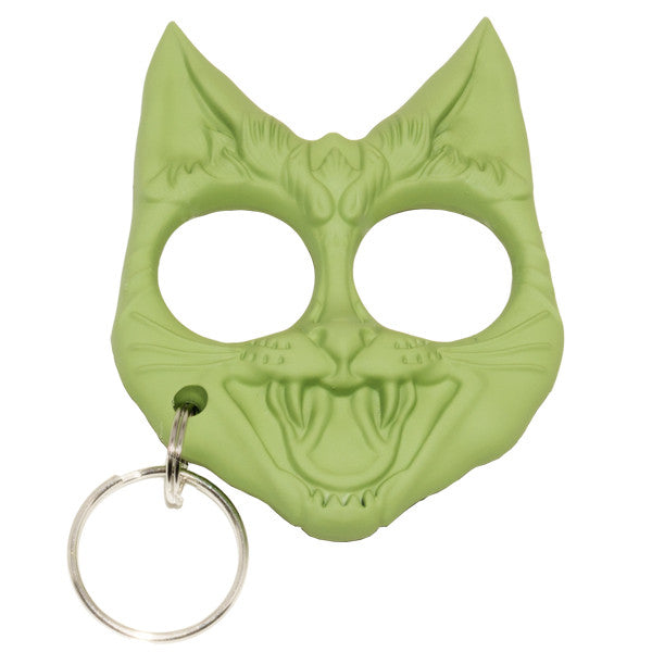 Public Safety Evil Cat Keychain - Green [CLD173], , Panther Trading Company- Panther Wholesale