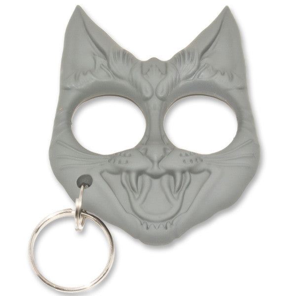 Public Safety Evil Cat Keychain - Grey [CLD170], , Panther Trading Company- Panther Wholesale