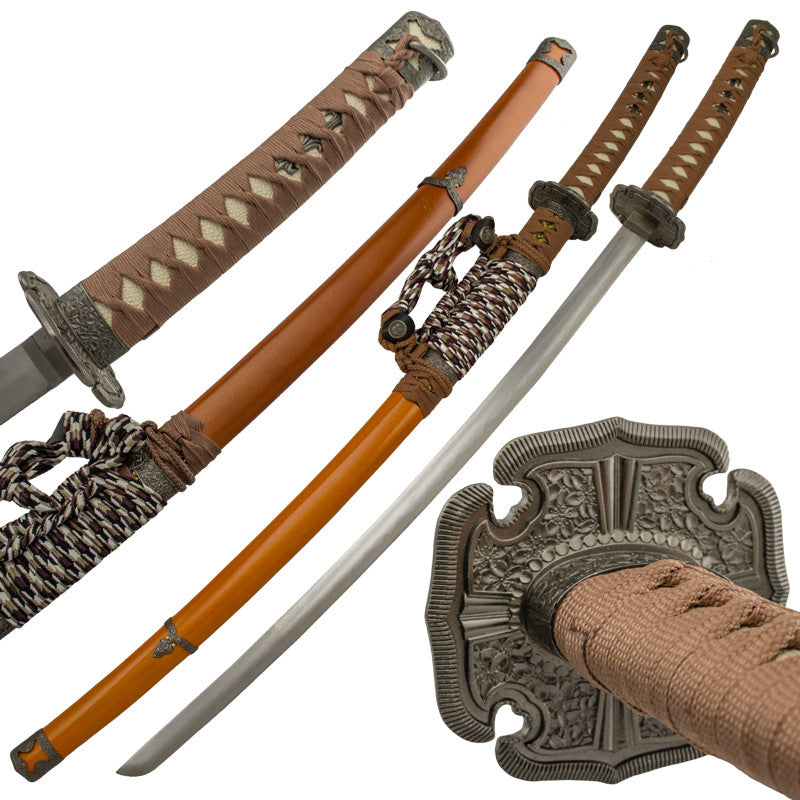 Agent Orange Katana Sword with Multicolored Hanging Cord, , Panther Trading Company- Panther Wholesale