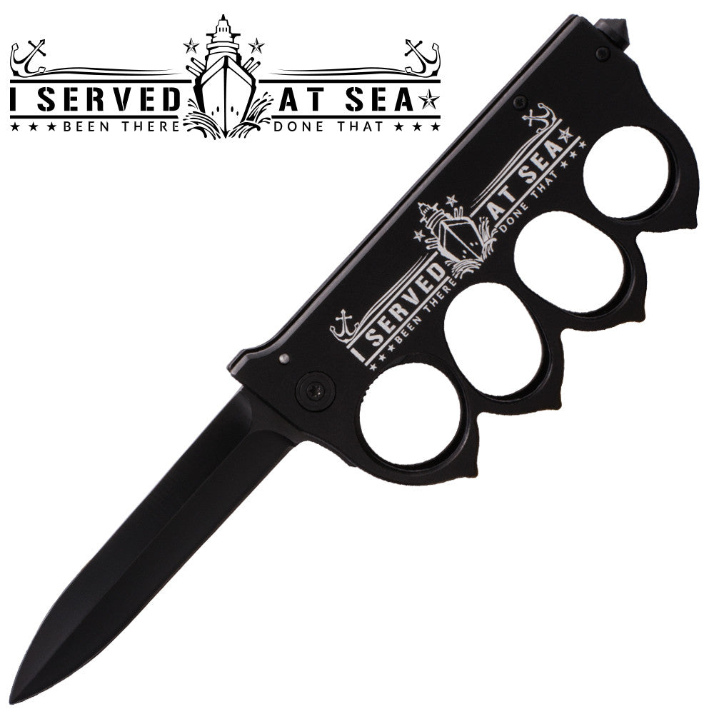 I Served At Sea Brass Buckle Trigger Action Folder, , Panther Trading Company- Panther Wholesale