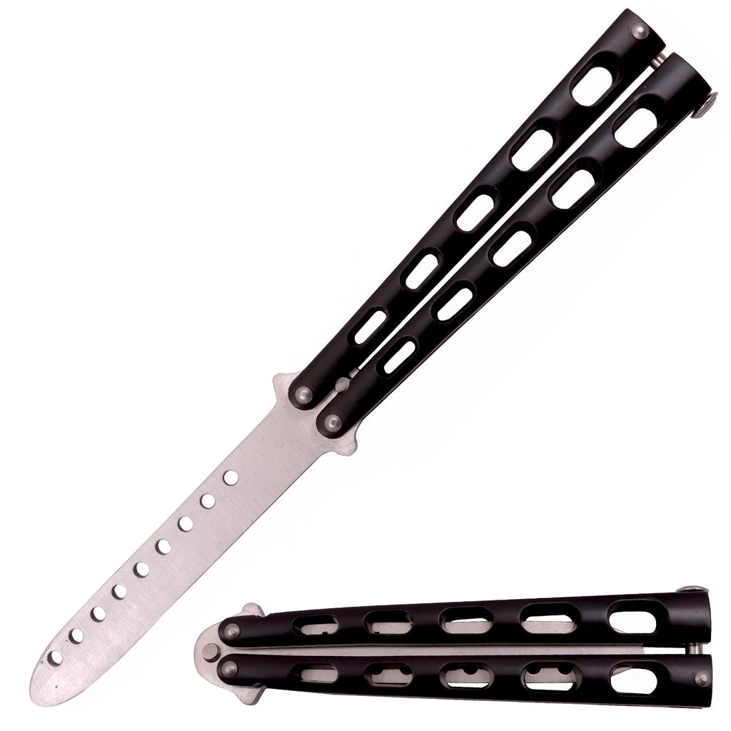 Tiger-USA Butterfly Training Knife 440 Stainless 8.85 Inch - Black silver "BLADE"