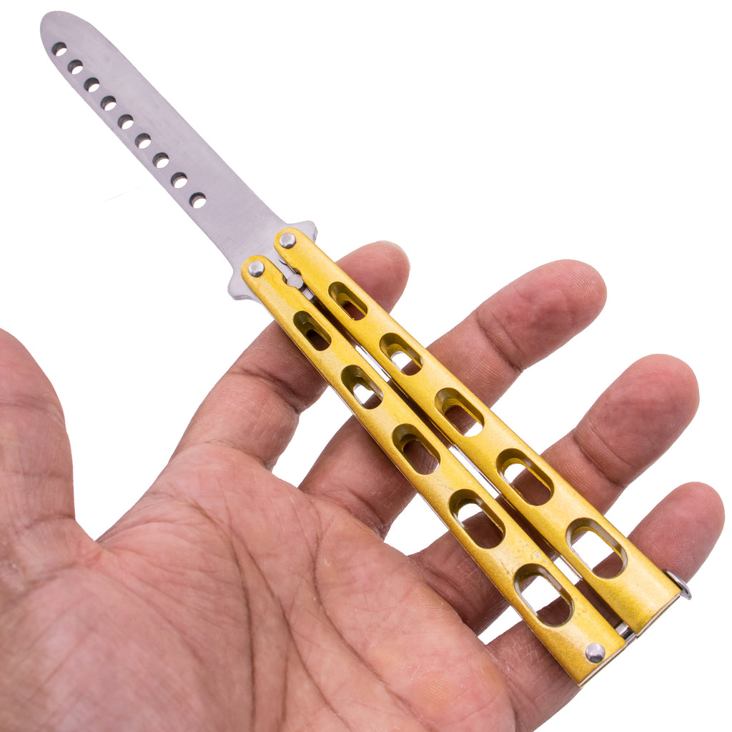 Tiger-USA Butterfly Training Knife 440 Stainless 8.85 Inch - Gold