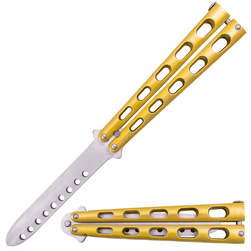Tiger-USA Butterfly Training Knife 440 Stainless 8.85 Inch - Gold