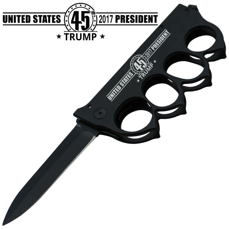 Trump 45th President Brass Buckle Trigger Action Folder, , Panther Trading Company- Panther Wholesale