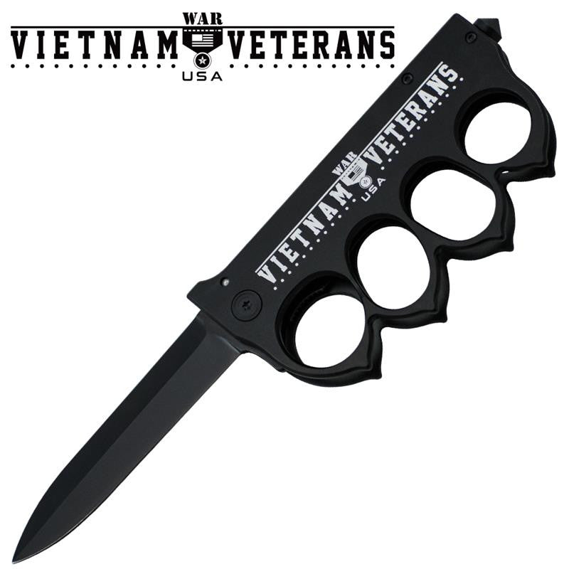 Vietnam War Veterans Brass Buckle Trigger Action Folder, , Panther Trading Company- Panther Wholesale