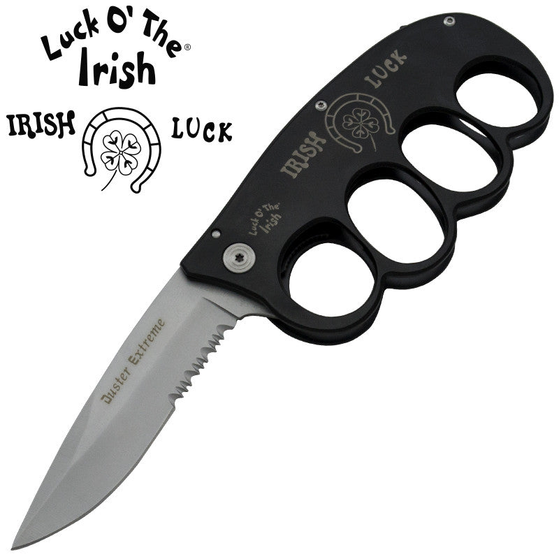 Luck O' The Irish Buckle Folding Knife Duster Extreme Knife, , Panther Trading Company- Panther Wholesale