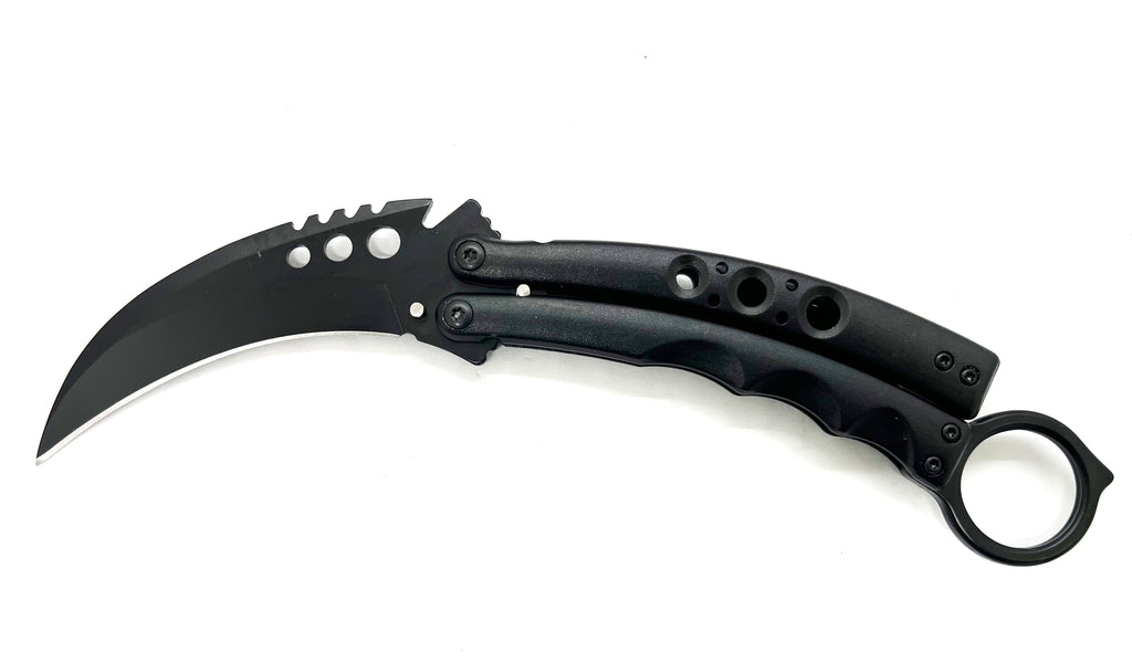 8.5 Inch Tiger-USA  Karambit Spring Assisted Style Knife - Black