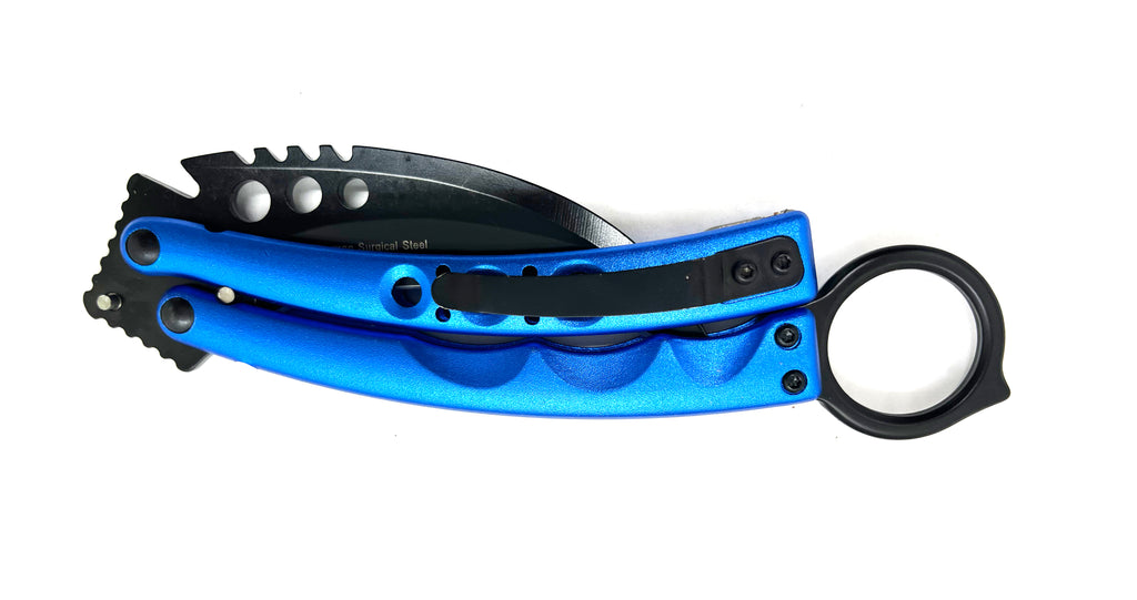 8.5 Inch Tiger-USA  Karambit Spring Assisted Style Knife - BLUE