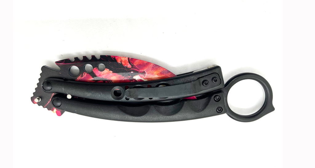 8.5 Inch Tiger-USA  Karambit Butterfly   - RED Dragon