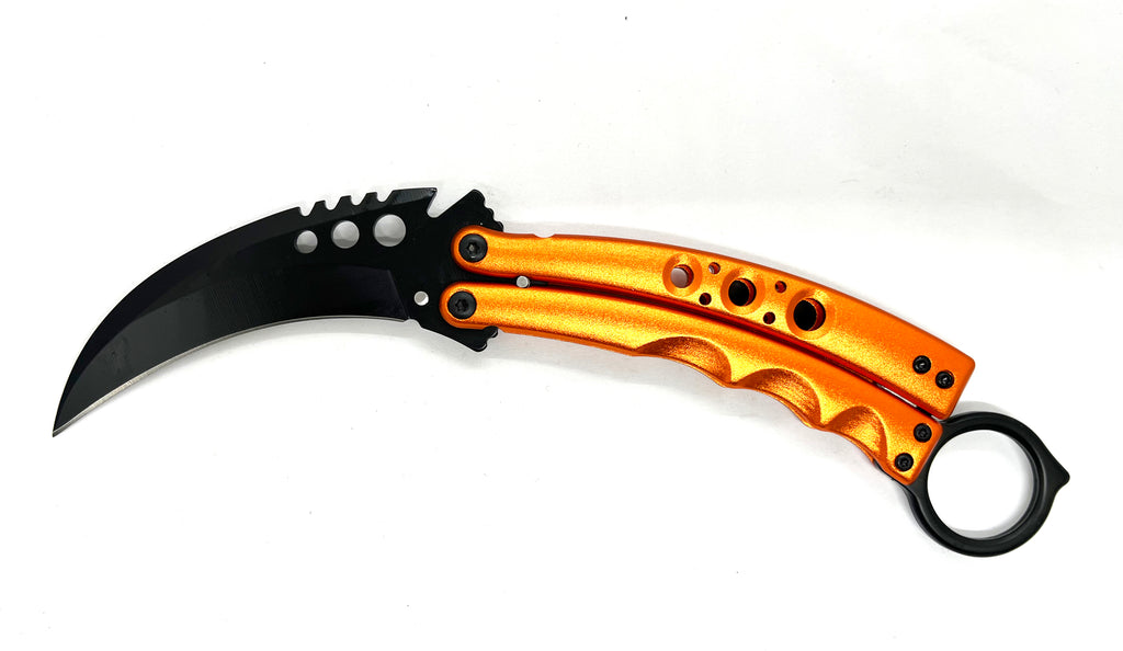 8.5 Inch Tiger-USA  Karambit Spring Assisted Style Knife -ORANGE