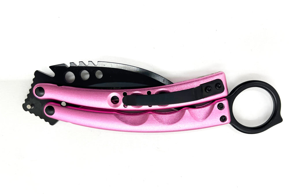 8.5 Inch Tiger-USA  Karambit Spring Assisted Style Knife - PINK