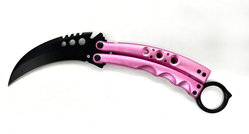 8.5 Inch Tiger-USA  Karambit Butterfly   - PINK